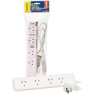 JACKSON 4-Way Powerboard Surge Protected, 2x ports are double Jackson — view 2