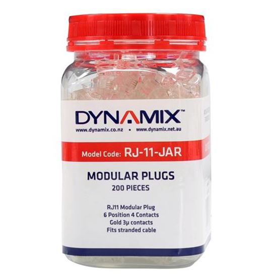 DYNAMIX RJ11 Plug 200pc Jar, 6P4C Modular Plug. 3 micron. Dynamix — view 2