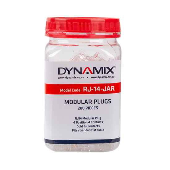 DYNAMIX RJ14 Plug 200pc Jar, 4P4C Modular Plug. 6 micron. Dynamix — view 2