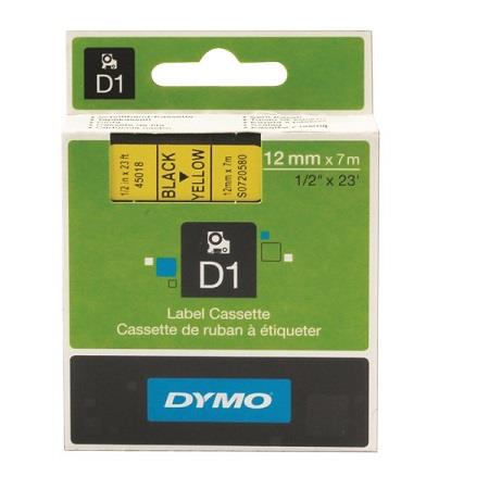 DYMO Genuine D1 Label Cassette Tape 12mm x 7M, Black on Yellow Dymo — view 1