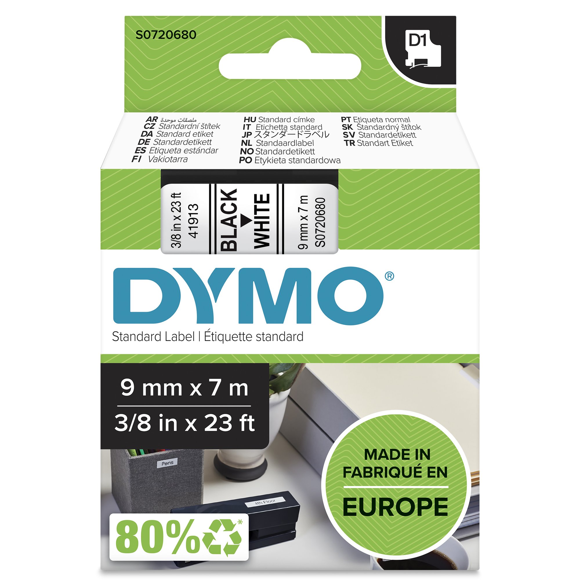 DYMO Genuine D1 Label Cassette Tape 9mm x 7m BLACK ON WHITE Dymo — view 2