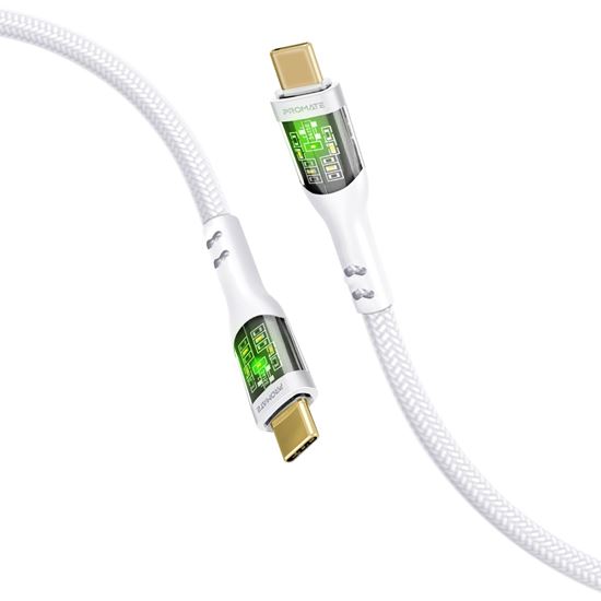 PROMATE 2m 60W USB-C to USB-C Cable Transparent Connectors & LEDs Promate — view 2