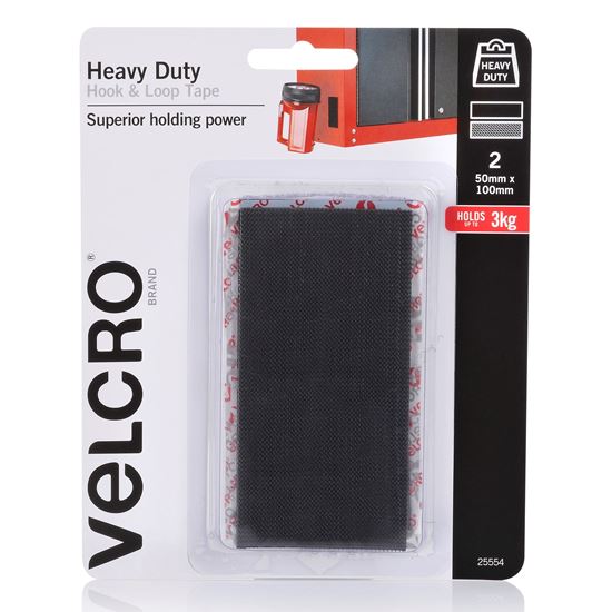 VELCRO Brand 50mm x 100mm Heavy Duty 2 Pack Hook & Loop Tape. Velcro — view 2