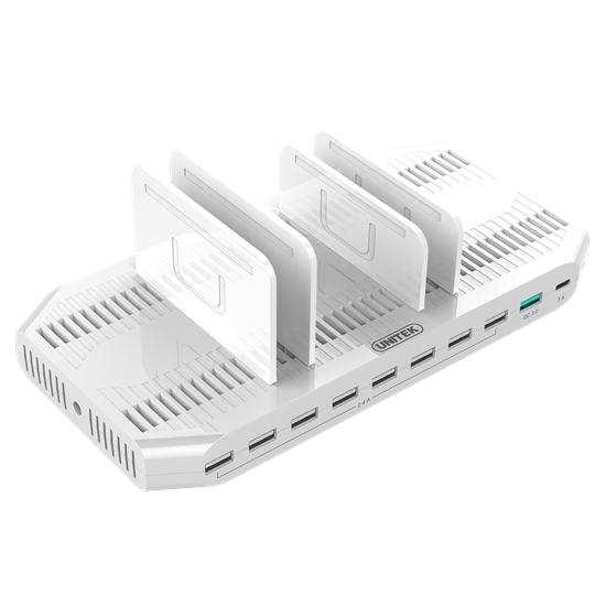 UNITEK 10-Port USB Smart Charging Station. (9 Port 2.4A USB-A + 1x Unitek — view 2