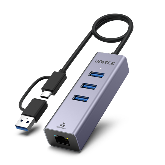 UNITEK 4-in-1 USB Multi-port Hub with 2-in-1 Connectors (USB-C & Unitek — view 2