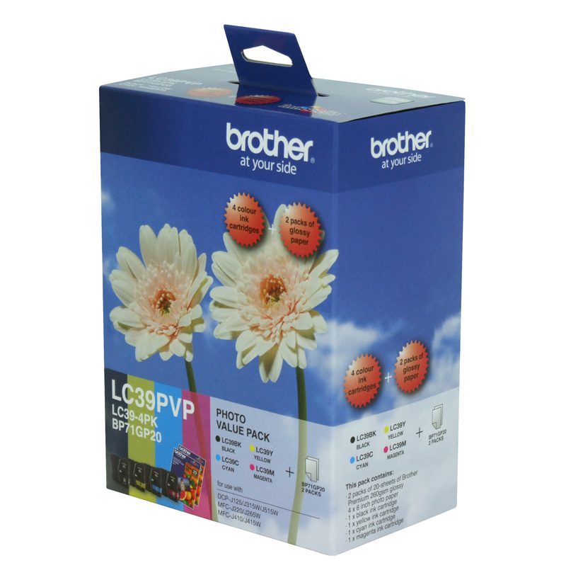 LC39PVP Ink Cartridge Black/Cyan/Magenta/Yellow 300/260-page Brother — view 2