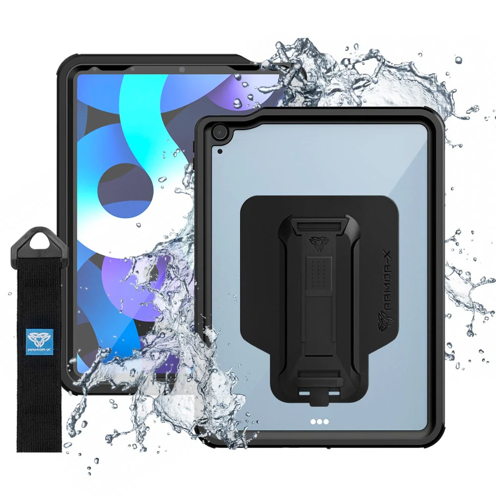 Waterproof Case with Handstrap- Kickstand and X-Mount for iPad Air 4th Gen 10.9"" Black Armor-X — view 2