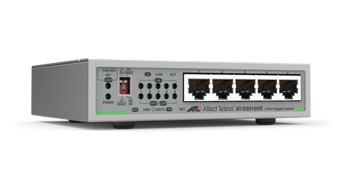 AT-GS910/5-40 5 port 10/100/1000T unmanaged switch with internal PSU Allied Telesis — view 2