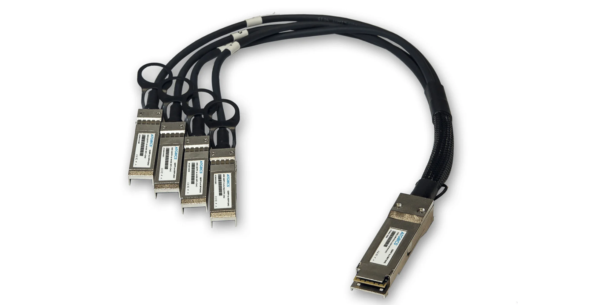 AT-QSFP-4SFP10G-3CU 40G QSFP+ to 4x10G SFP+ 3m breakout cable 10+ (each) # Allied Telesis — view 2