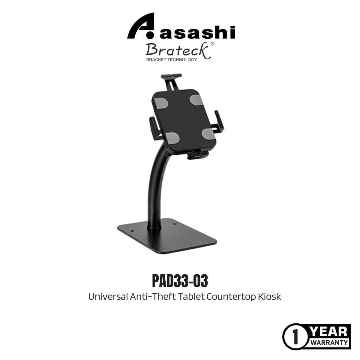 Universal Anti-Theft Tablet Stand - Black Brateck — view 2