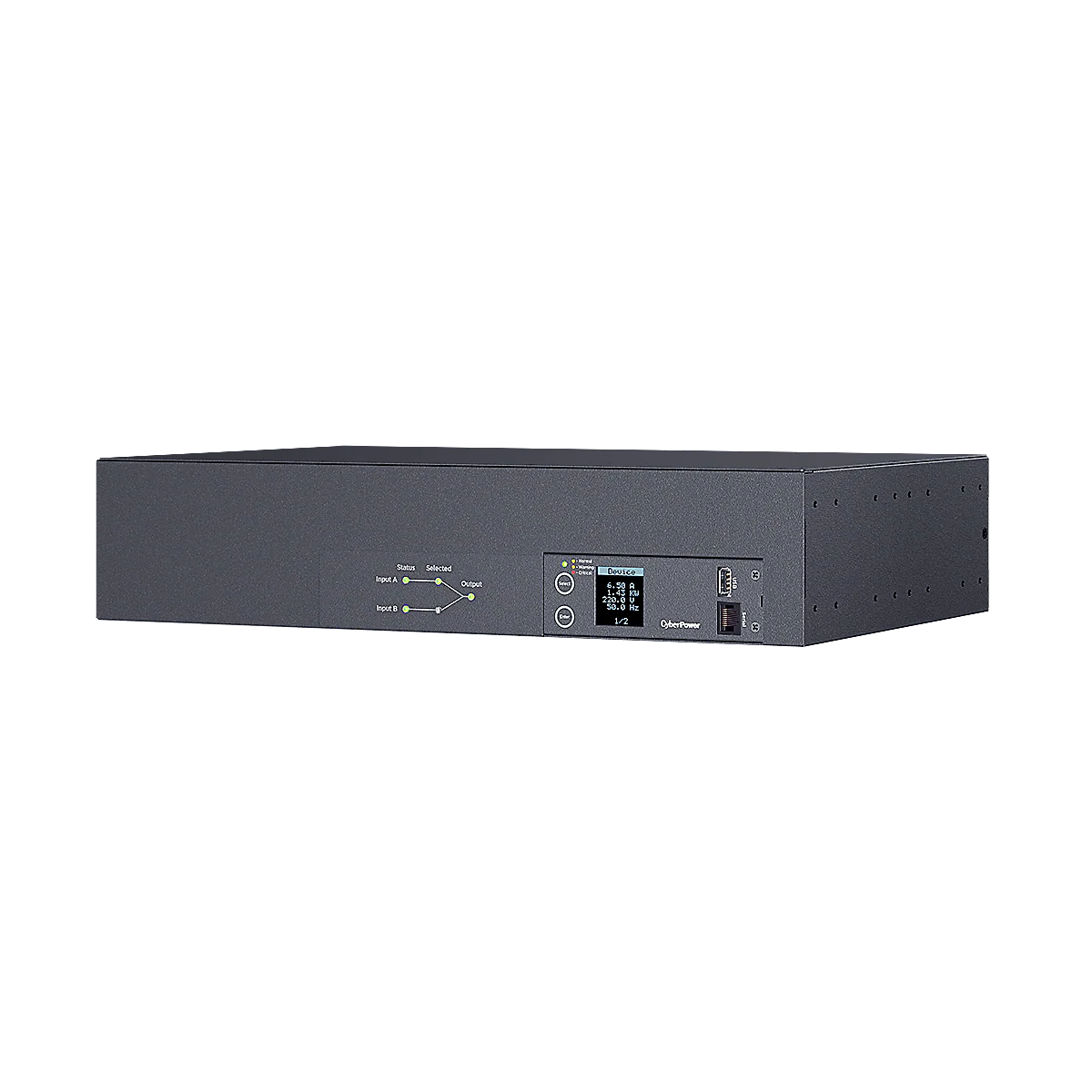 Metered Automatic Transfer Switch  2RU 32Amp IEC309-32A input -  16x IEC C13 & 2x IEC C19 output CyberPower Systems — view 2
