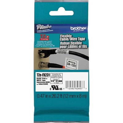 Brother TZe-FX231 12mm x 8m Black on White Flexi ID Tape Brother — view 2