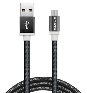 ADATA USB Type A to Micro USB Braided Connection Cable - 1m Black Adata — view 2