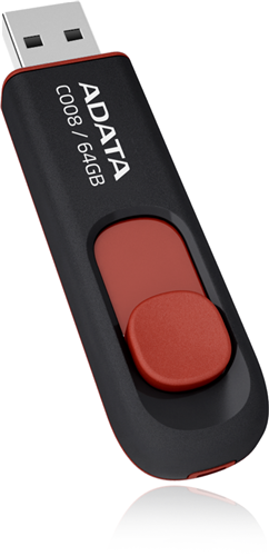 ADATA C008 Retractable USB 2.0 64GB Black/RedFlash Drive Adata — view 2