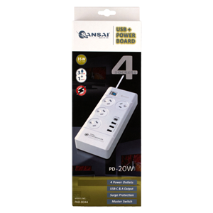 Sansai 4 Way Surge Powerboard with 3 x USB-A & 1x USB-C Sansai — view 2