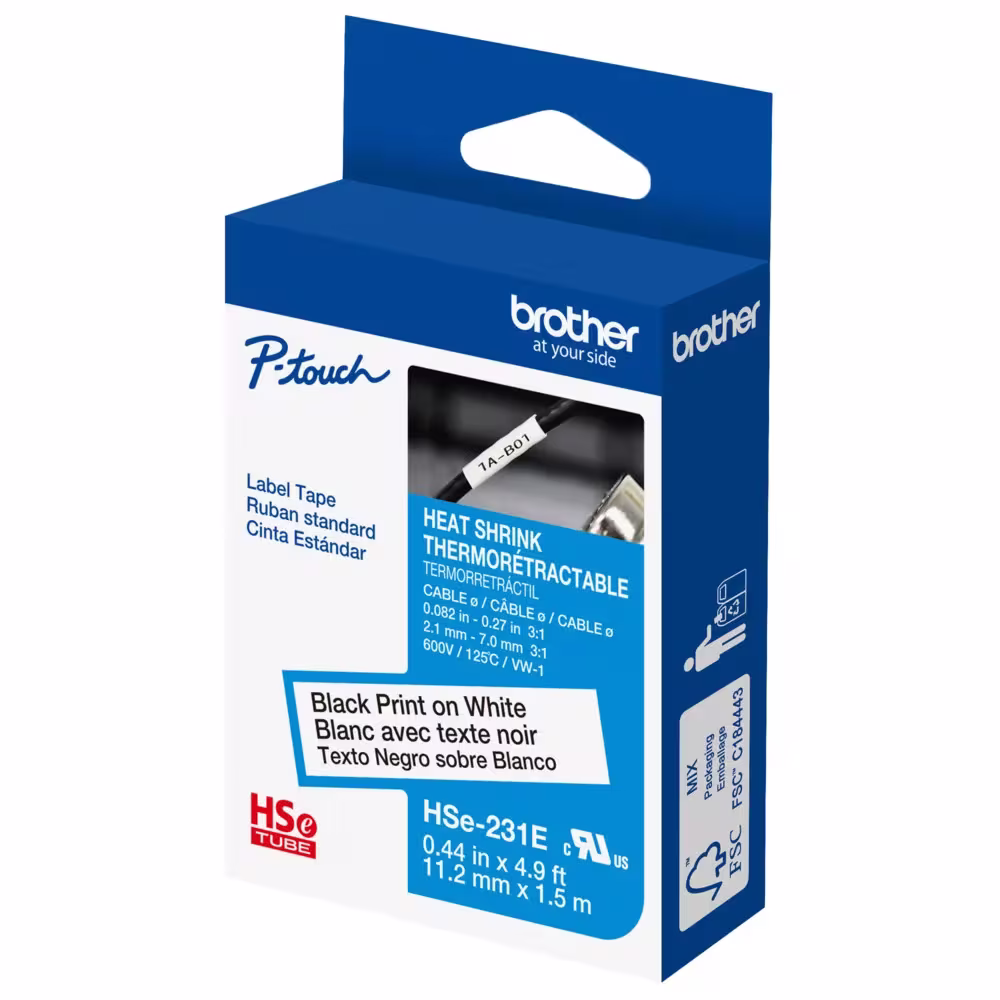 Brother tube tape Black on Wht Brother — view 2