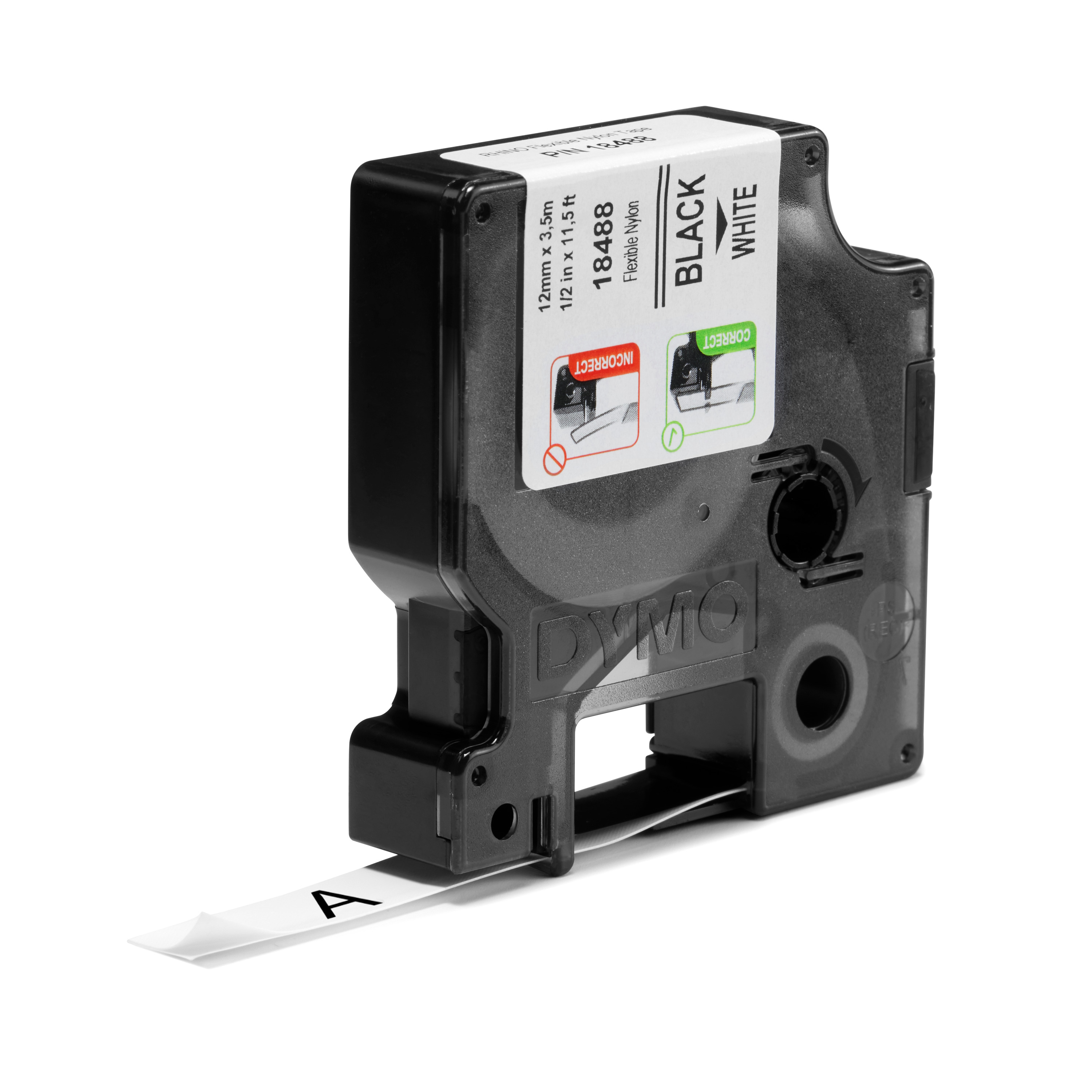 Dymo Blk on Wht 12mm Tape Nyl Dymo — view 4