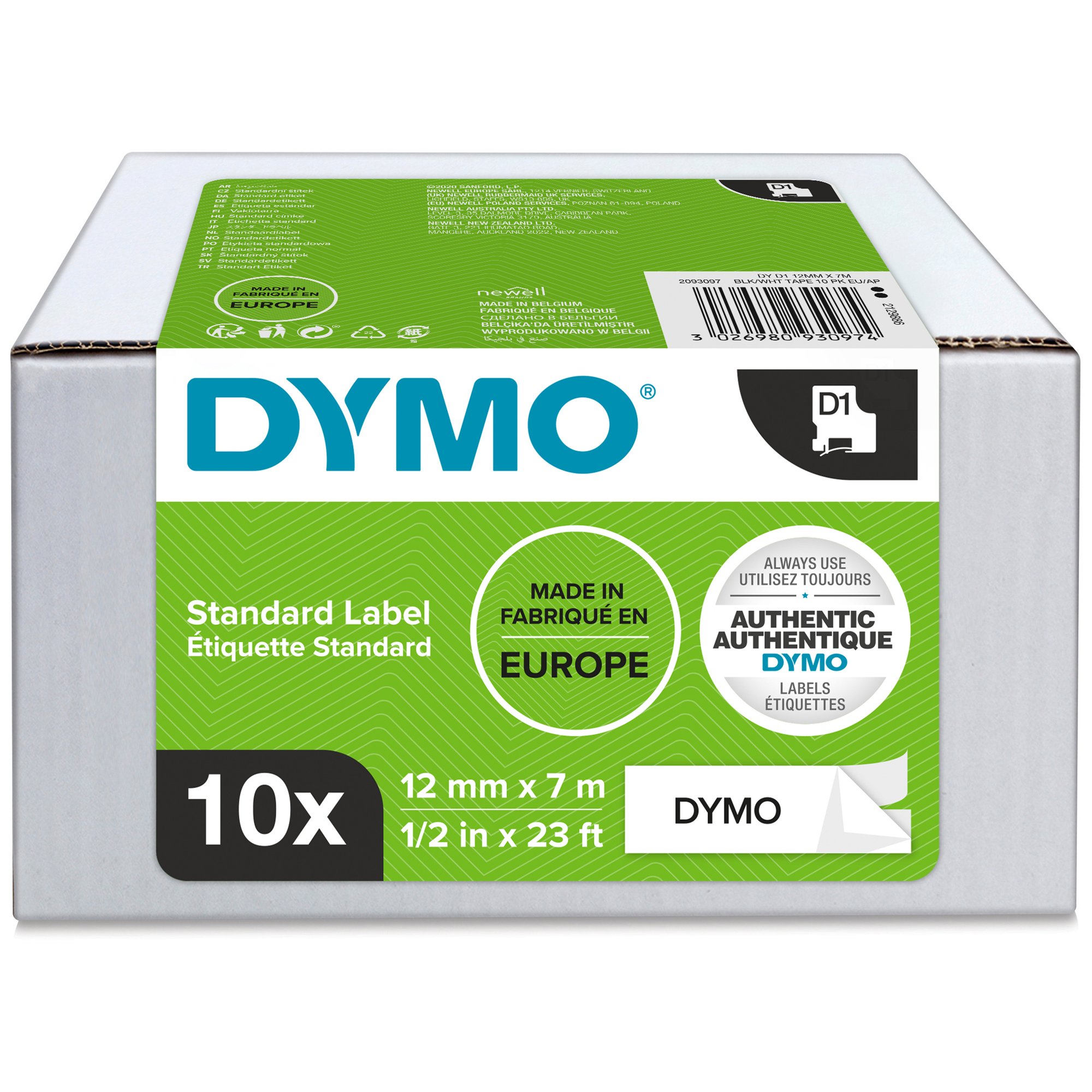 Dymo D1 Bk/Whi 12Mmx7M Pk10 Dymo — view 2