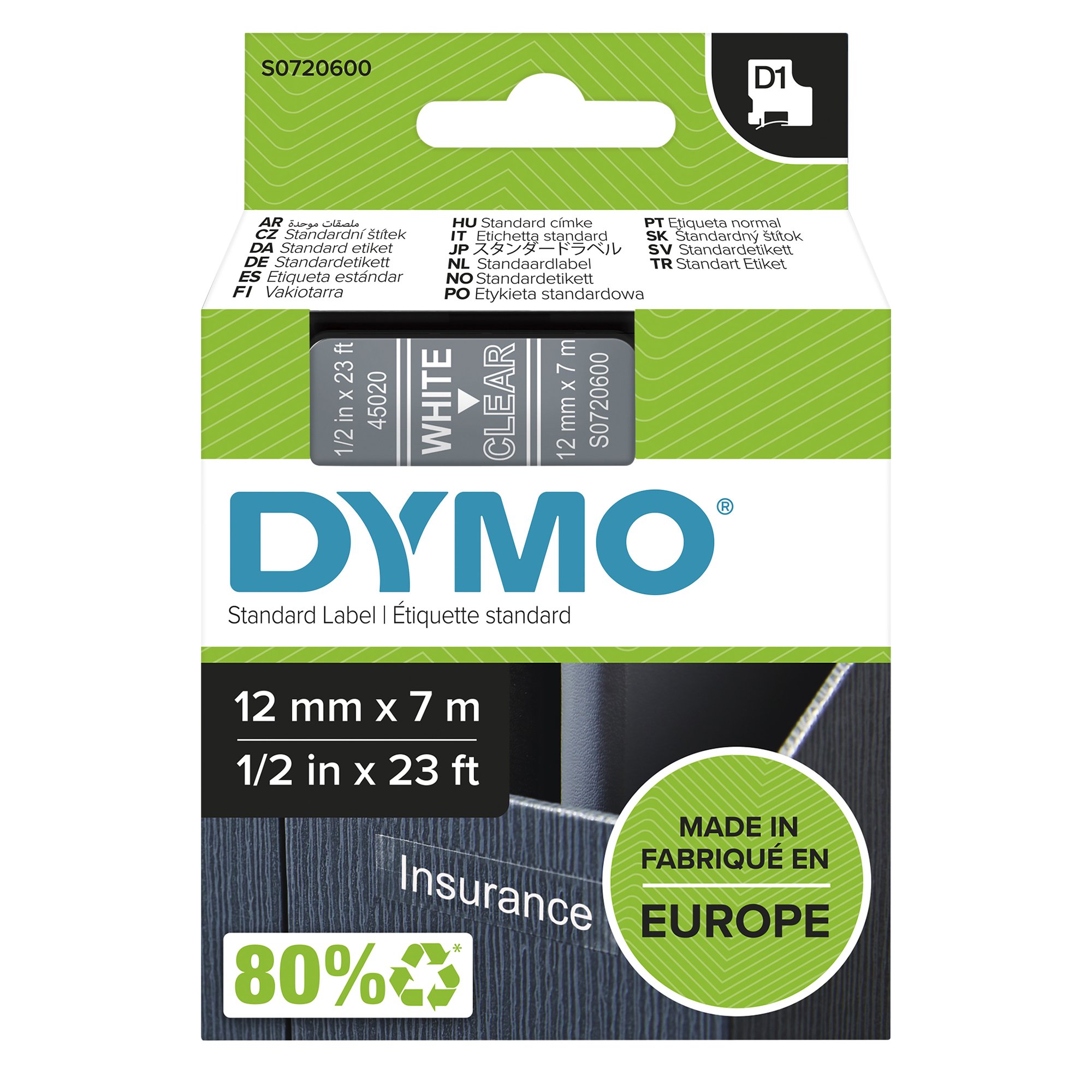 Dymo Wht on Clr 12mmx7m Tape Dymo — view 2