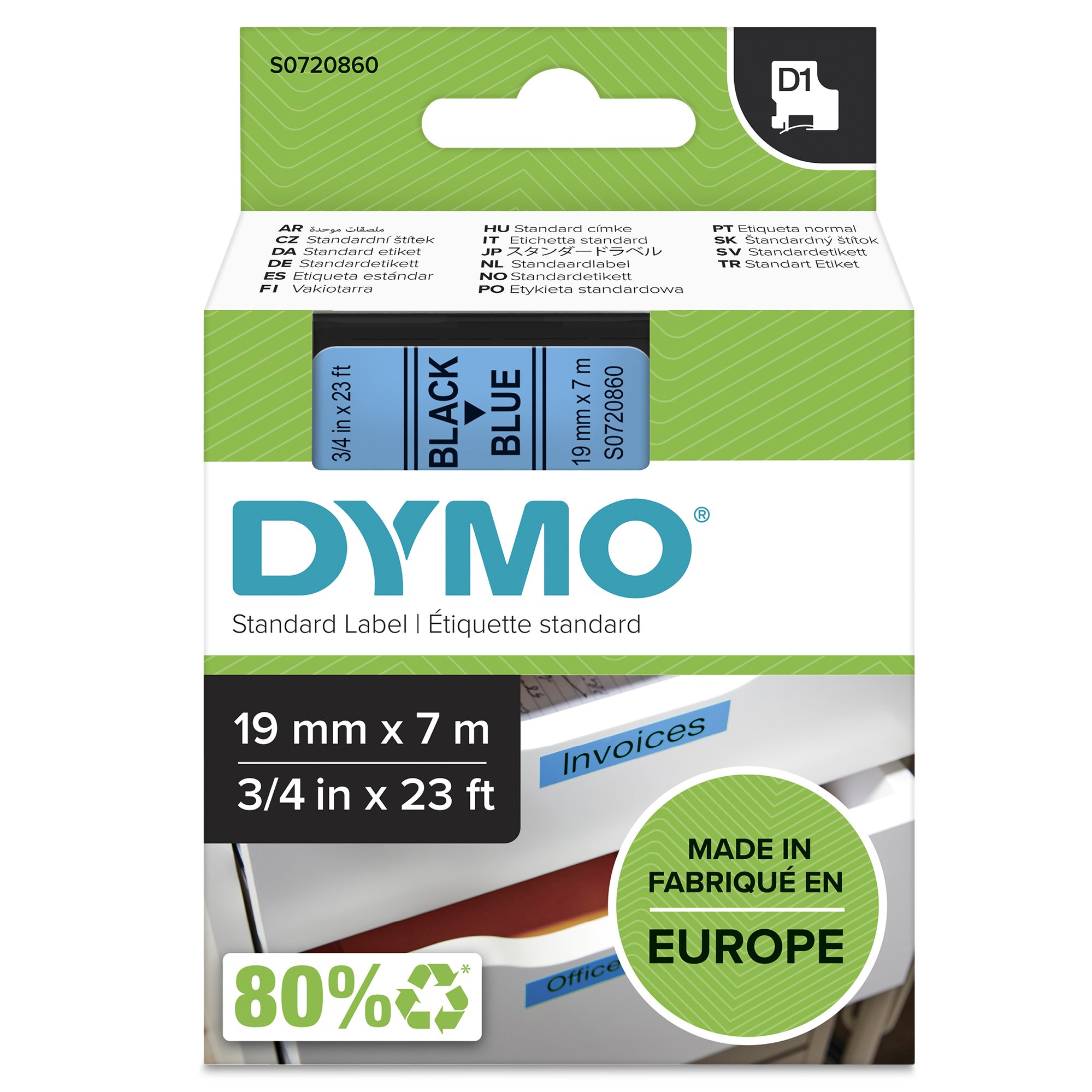 Dymo Blk on Blue 19mmx7m Tape Dymo — view 2