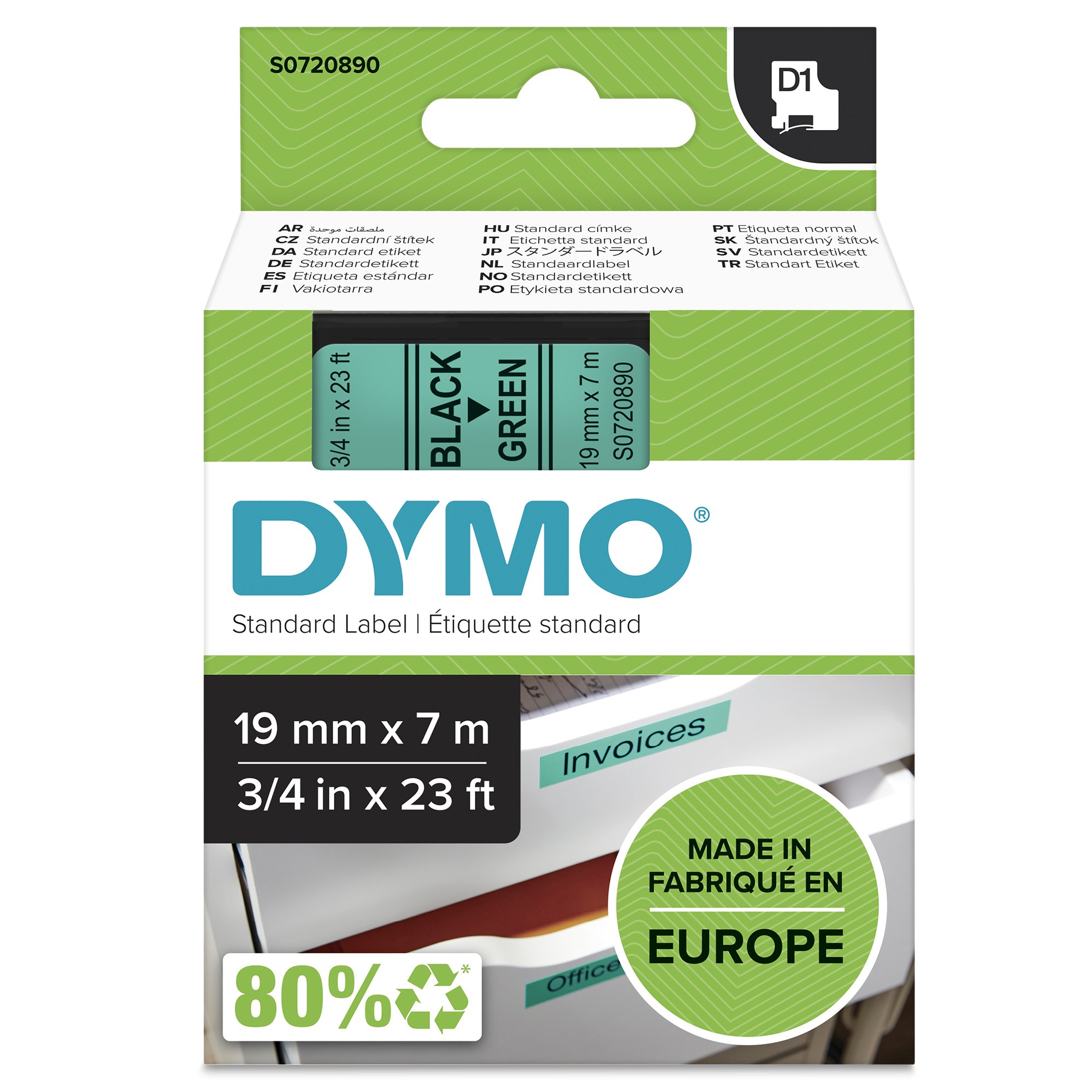 Dymo Blk on Grn 19mmx7m Tape Dymo — view 2