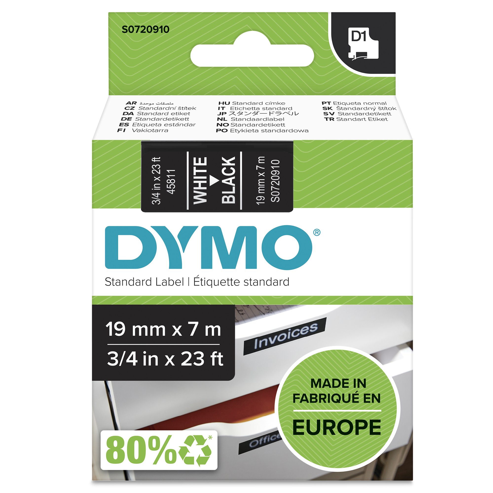 Dymo Wht on Blk 19mmx7m Tape Dymo — view 2