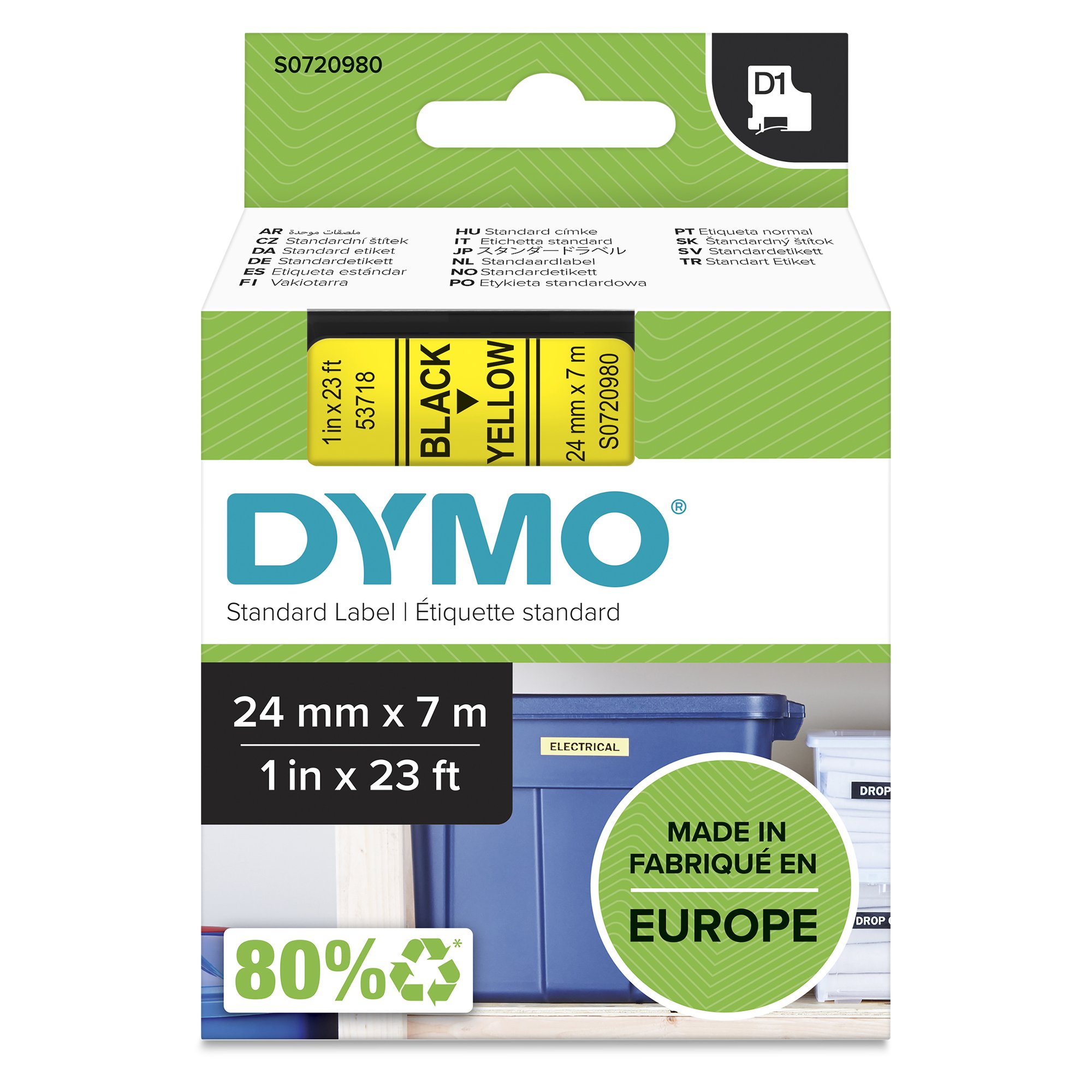 Dymo Blk on Yell 24mmx7m Tape Dymo — view 2