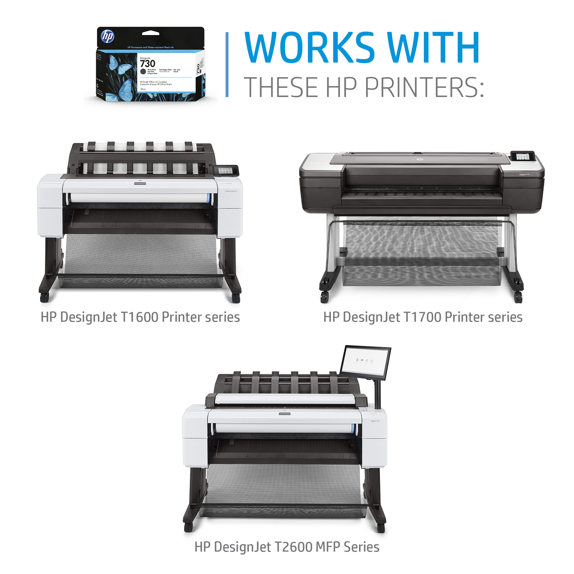 HP 730 DJ Cyan Ink Cart P2V62A HP — view 3