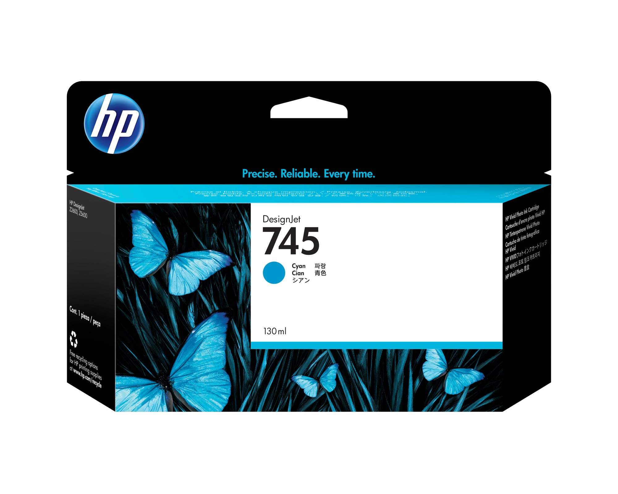 HP #745 130ml Cyan Ink F9J97A HP — view 2