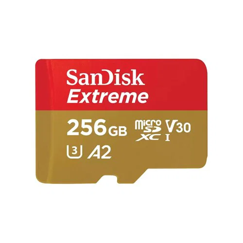Sandisk Extreme Microsdxc Sqxav 256GB V30 U3 C10 A2 Uhs-I 190MB/S R 130MB/S W 4X6 Sd Adaptor Lifetime Limited SanDisk — view 2