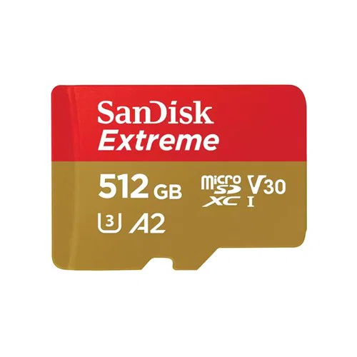 Sandisk Extreme Microsdxc Sqxav 512GB V30 U3 C10 A2 Uhs-I 190MB/S R 130MB/S W 4X6 Sd Adaptor Lifetime Limited SanDisk — view 1